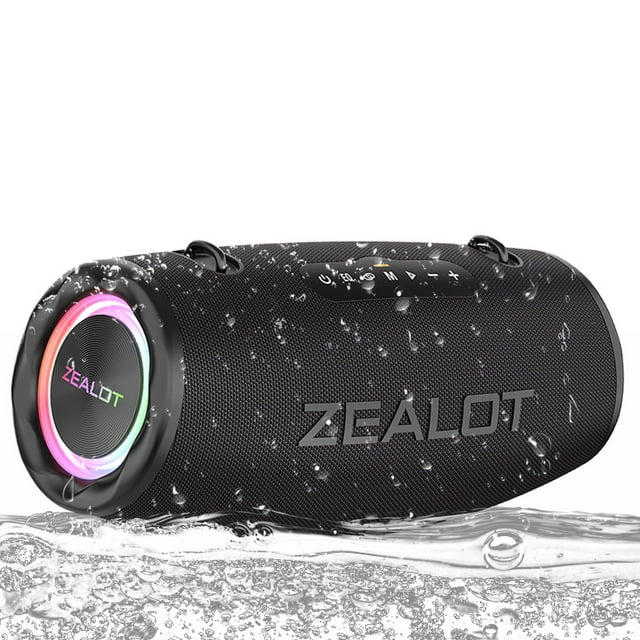 Zealot bluetooth speaker,IPX6 Outdoor speakers waterproof wireless, 80W high volume, deep bass, Bluetooth 5.3, LED light, wireless stereo pairing, 30 hours of playback time, suitable for home/outdoor